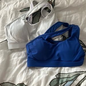 set of 2 one shoulder sports bra! NEVER USED ! (Cupped)